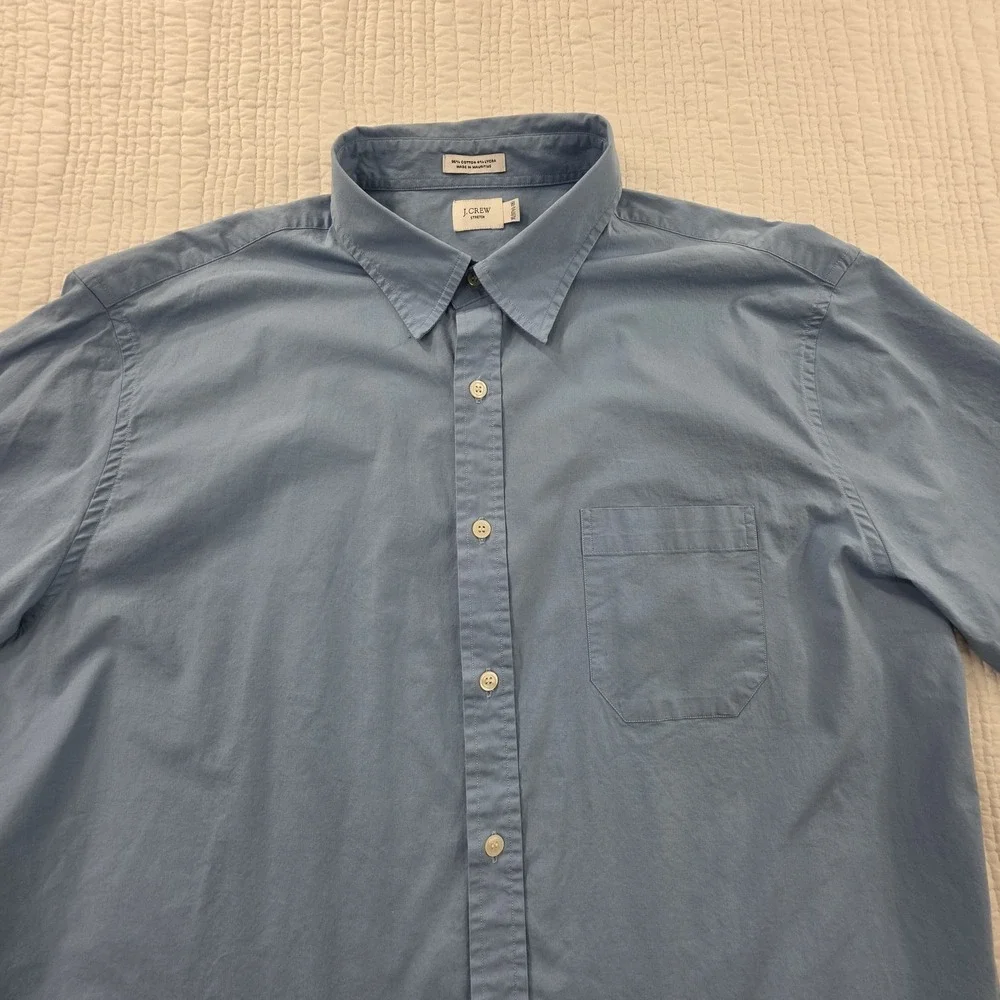 J. Crew Shirt Men's XL (17 1/2 - 18) Short Sleeve Button Up Collared Stretch